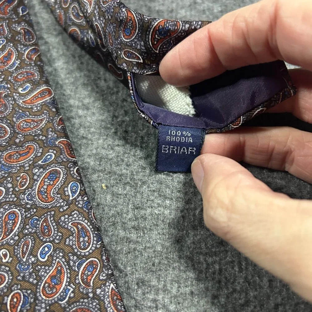 Vintage Briar Pride of England Brown‎ Paisley Preppy Neck Tie Rhodia